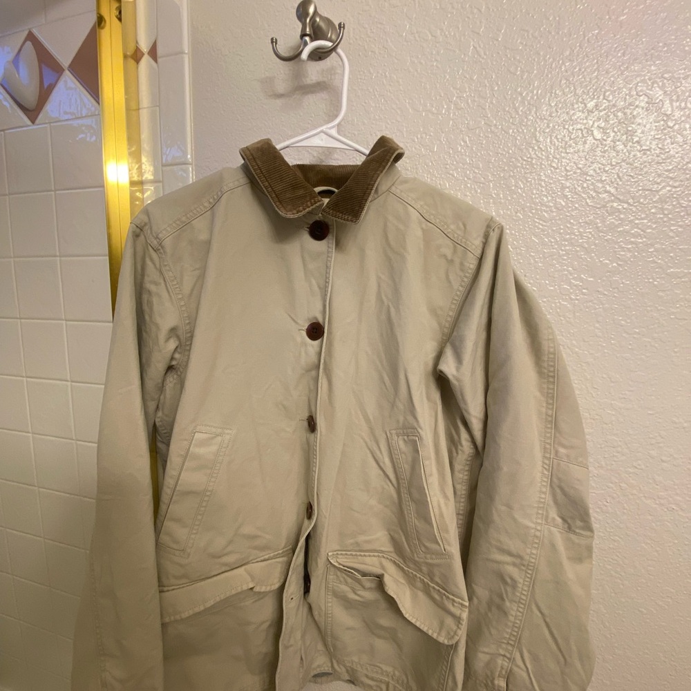 Vintage LL Bean Tan Coat with Brown Corduroy Collar